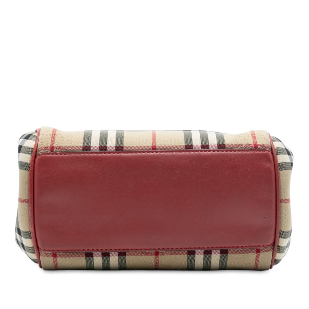 Burberry B Burberry Brown Beige Canvas Fabric Small Haymarket Check Canterbury Tote Italy