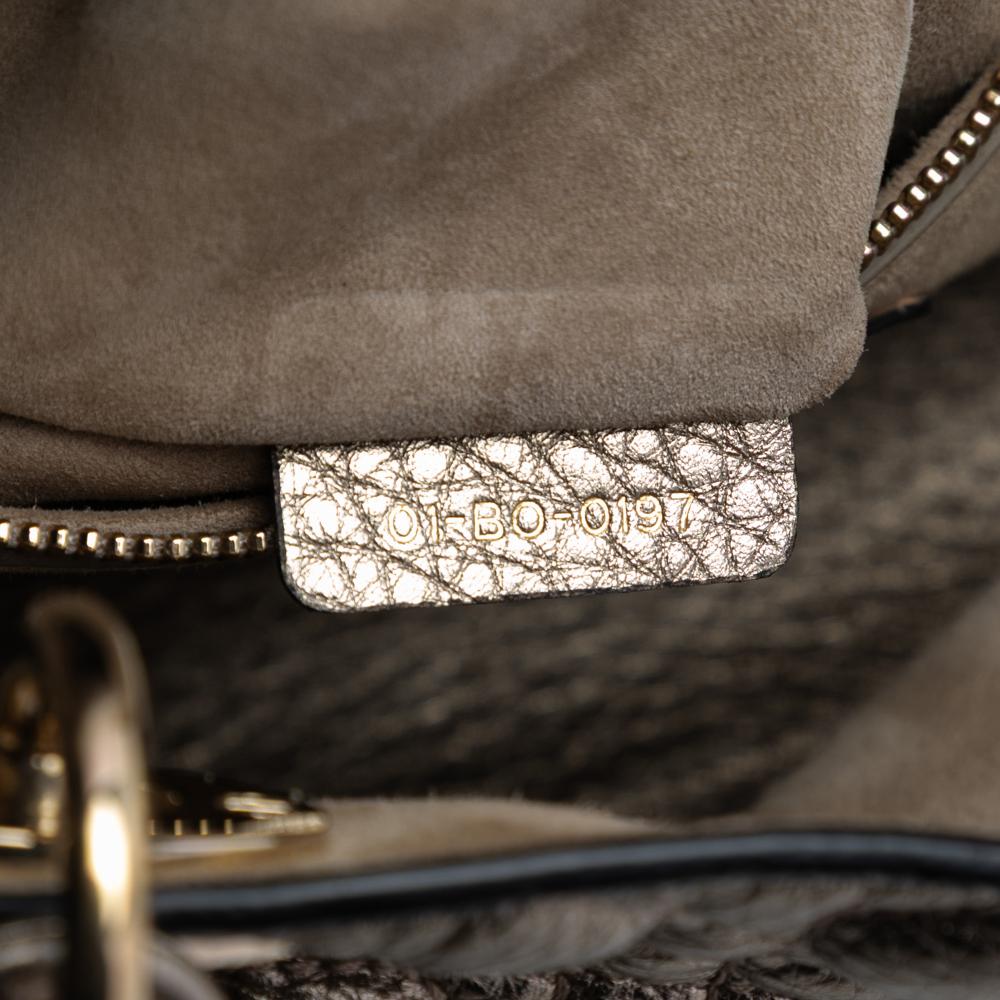 Christian Dior AB Dior Gold Light Gold Calf Leather Medium Metallic Grained skin Cannage Supple Lady Dior Italy