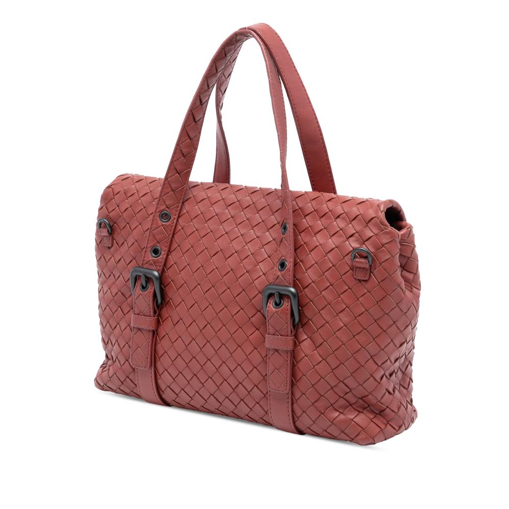 Bottega Veneta AB Bottega Veneta Orange Peach Nappa Leather Leather Nappa Intrecciato Flap Satchel Italy