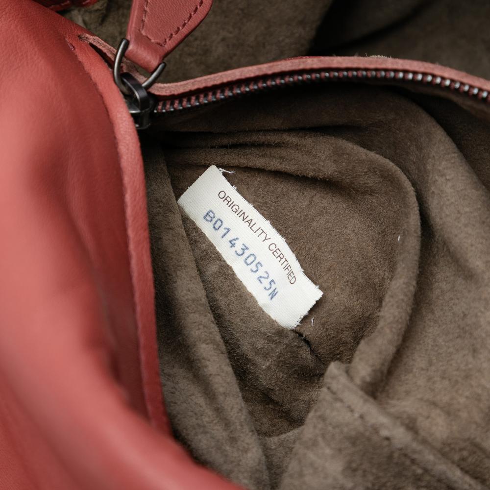 Bottega Veneta AB Bottega Veneta Orange Peach Nappa Leather Leather Nappa Intrecciato Flap Satchel Italy