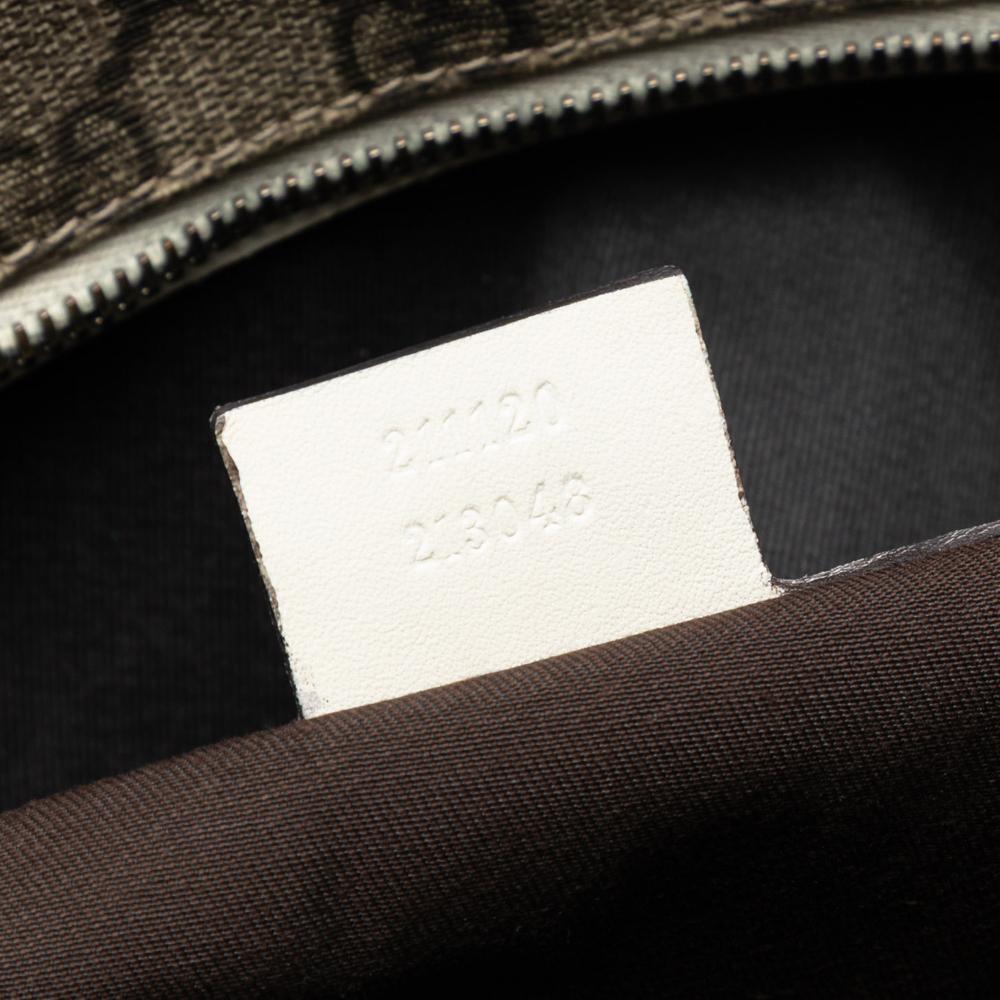 Gucci AB Gucci Brown Beige with White Coated Canvas Fabric GG Supreme Tote Italy