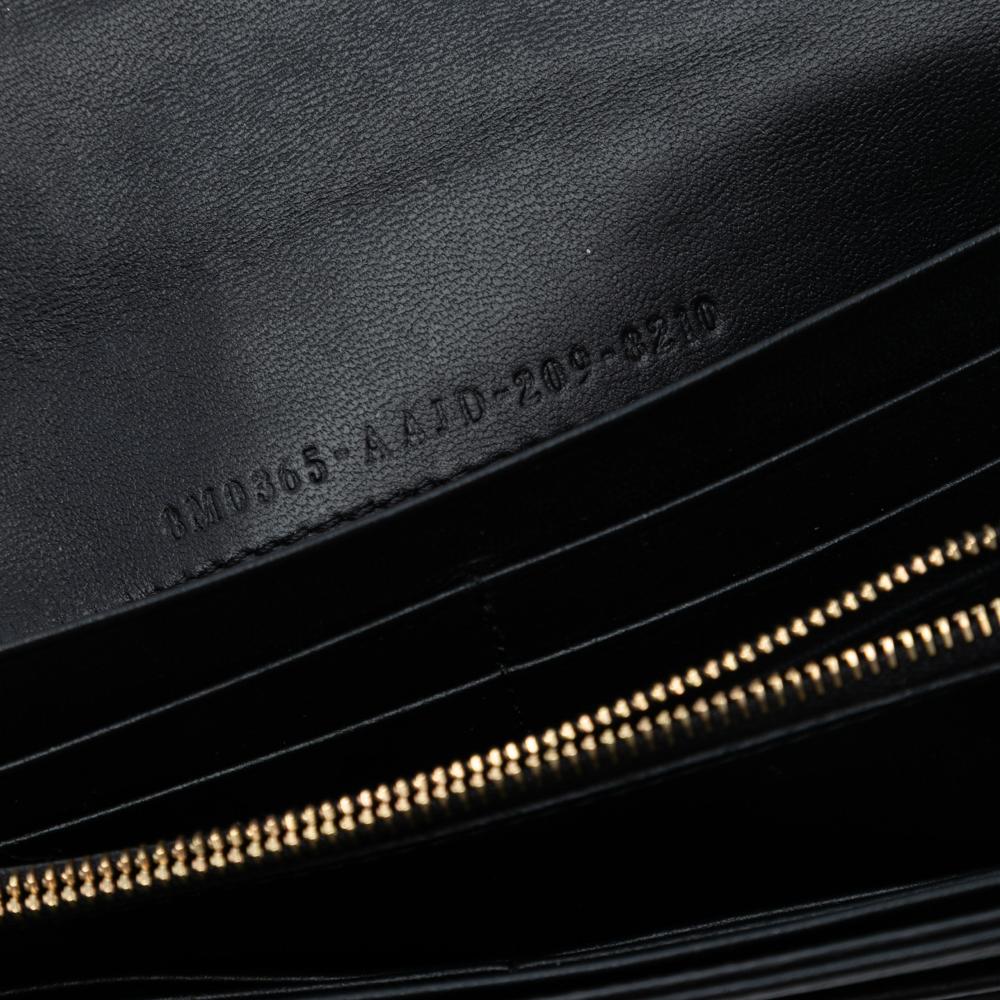 Fendi Black Nappa Leather Leather Zucca Embossed Nappa Baguette Continental Wallet With Chain Italy