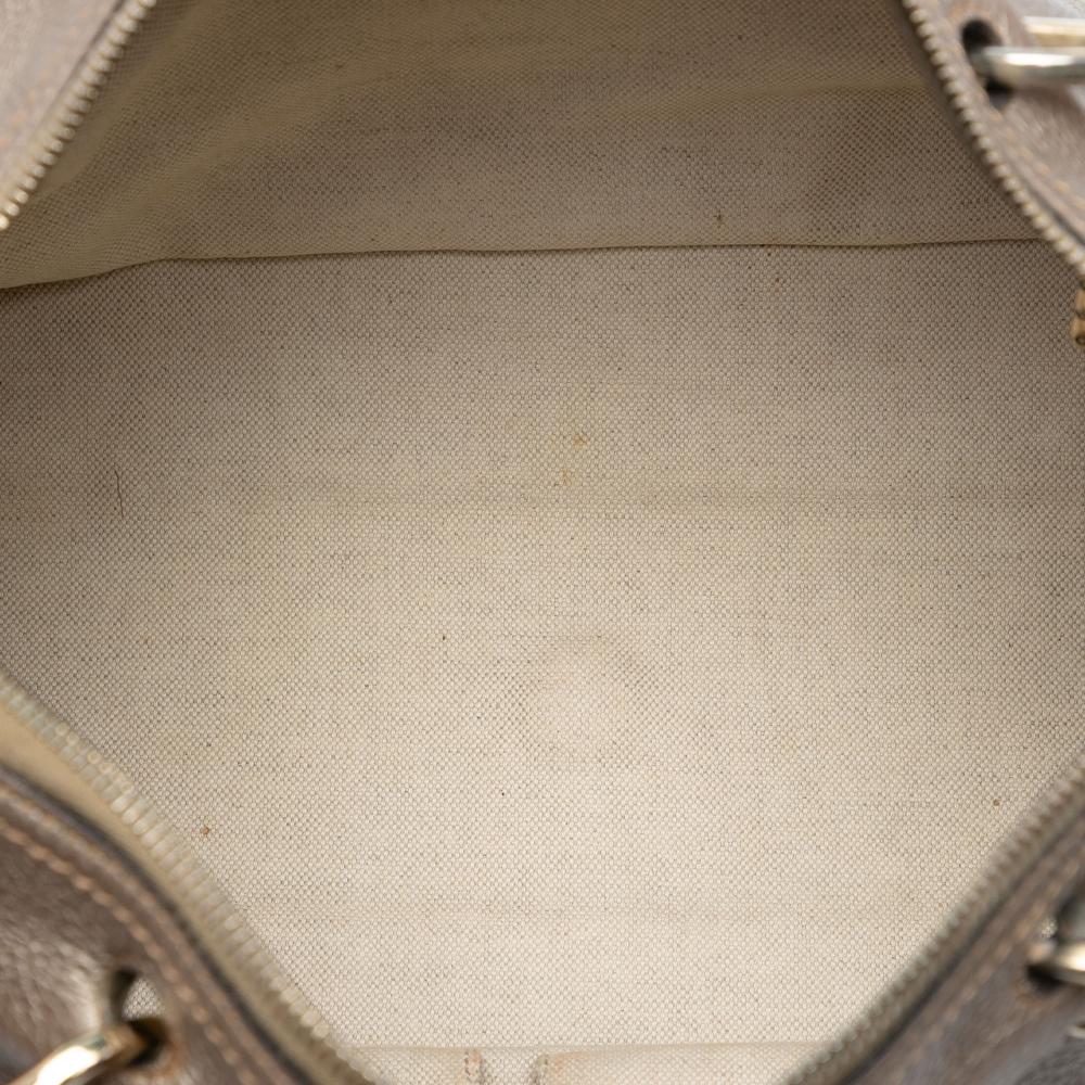 Gucci B Gucci Gold Calf Leather Medium skin Bamboo Shopper Boston Bag Italy