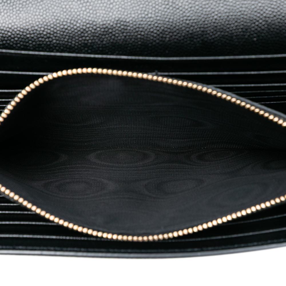 Saint Laurent AB Saint Laurent Black Calf Leather Grain De Poudre Star Monogram Wallet On Chain Italy