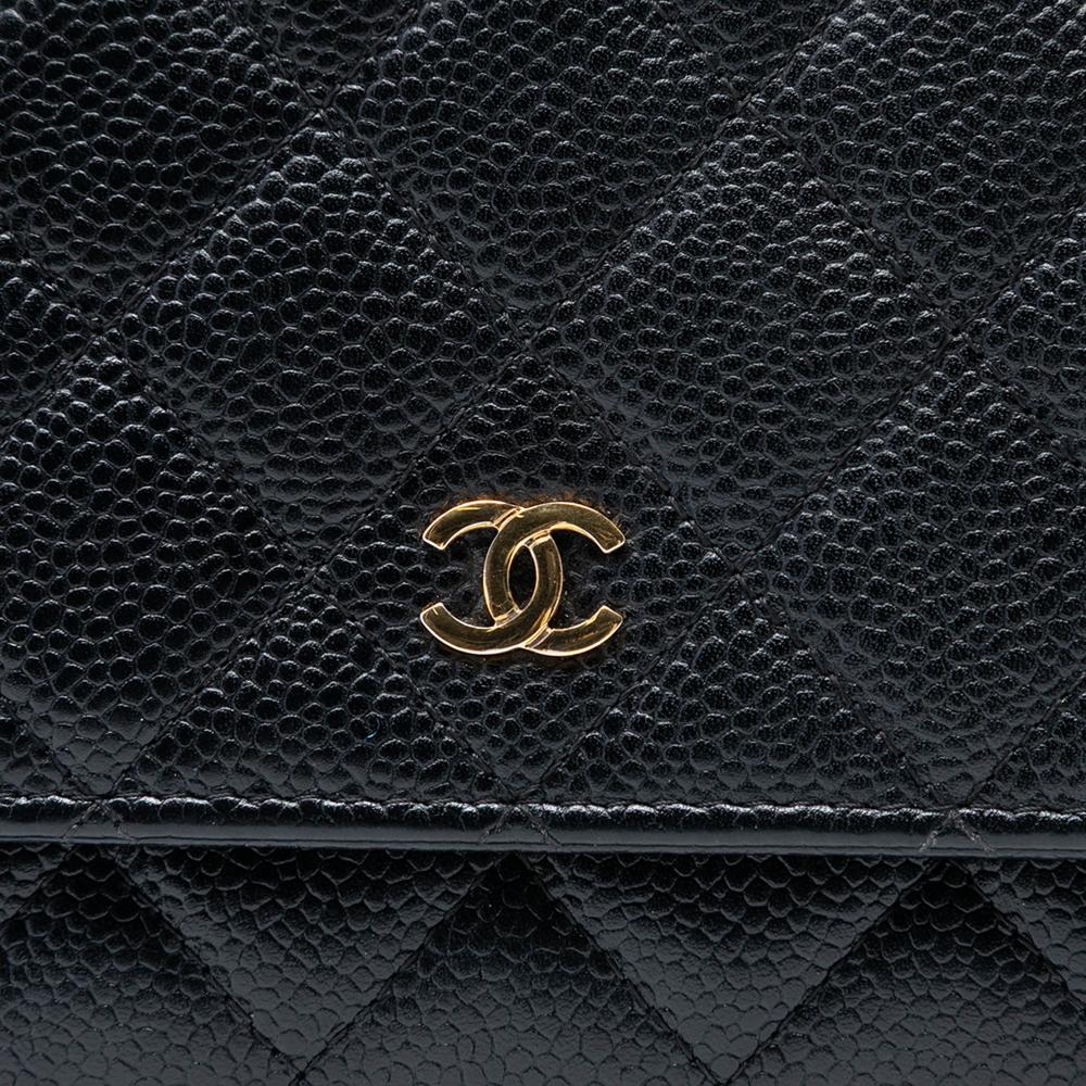 Chanel B Chanel Black Caviar Leather Leather CC Quilted Caviar Wallet on Chain Italy