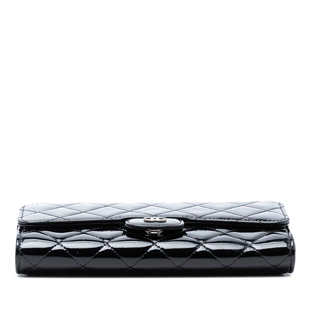 Chanel AB Chanel Black Patent Leather Leather Classic Patent Wallet On Chain Italy