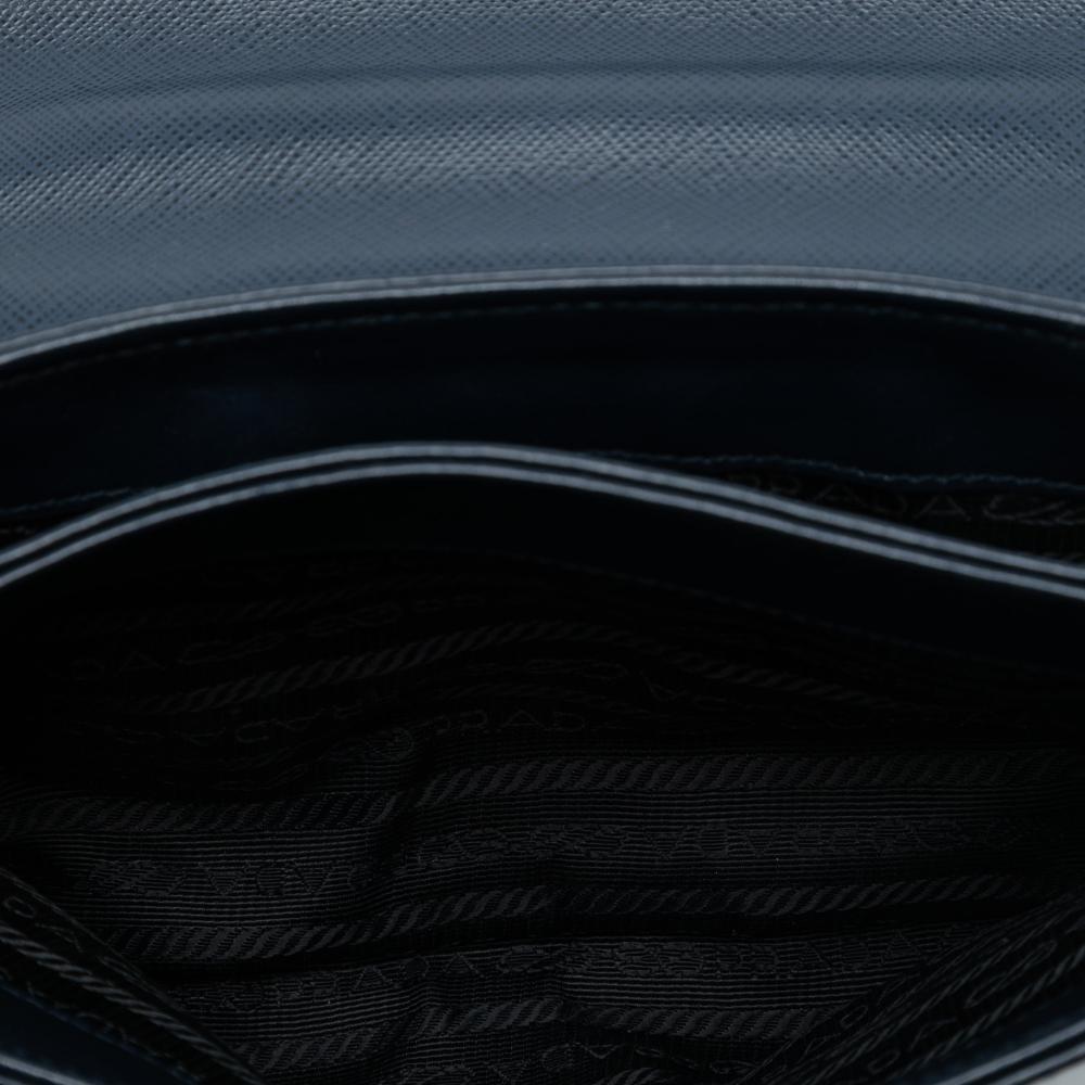 Prada B Prada Blue Navy Saffiano Leather and City Calf Chain Crossbody Italy