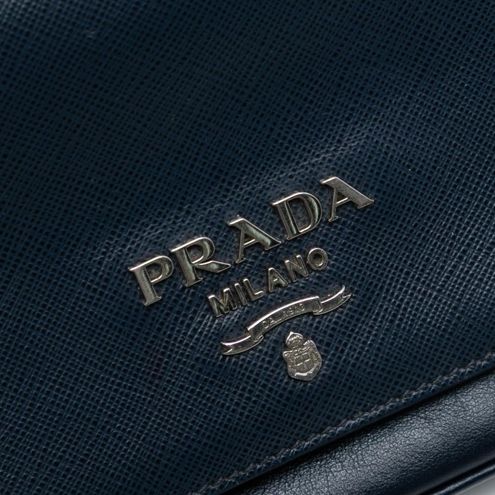 Prada B Prada Blue Navy Saffiano Leather and City Calf Chain Crossbody Italy