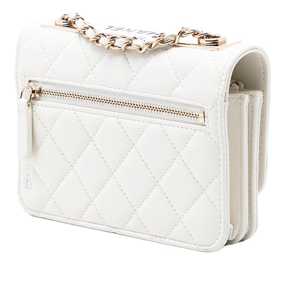 Chanel AB Chanel White Lambskin Leather Leather Mini Quilted Lambskin Trendy CC Wallet On Chain Italy