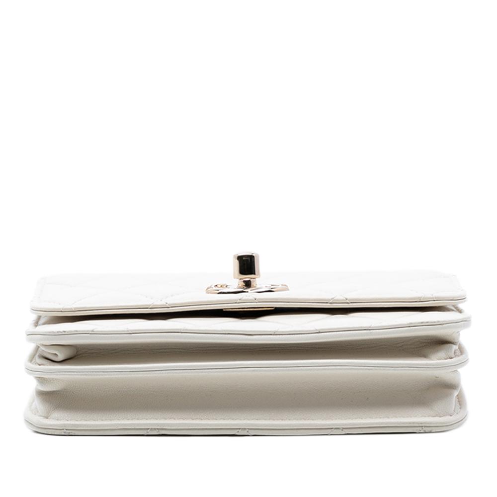 Chanel AB Chanel White Lambskin Leather Leather Mini Quilted Lambskin Trendy CC Wallet On Chain Italy