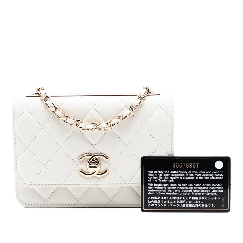 Chanel AB Chanel White Lambskin Leather Leather Mini Quilted Lambskin Trendy CC Wallet On Chain Italy