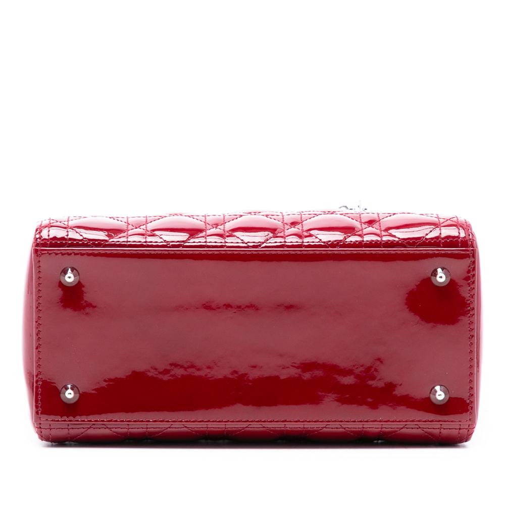 Christian Dior B Dior Red Dark Red Patent Leather Leather Medium Patent Cannage Lady Dior France