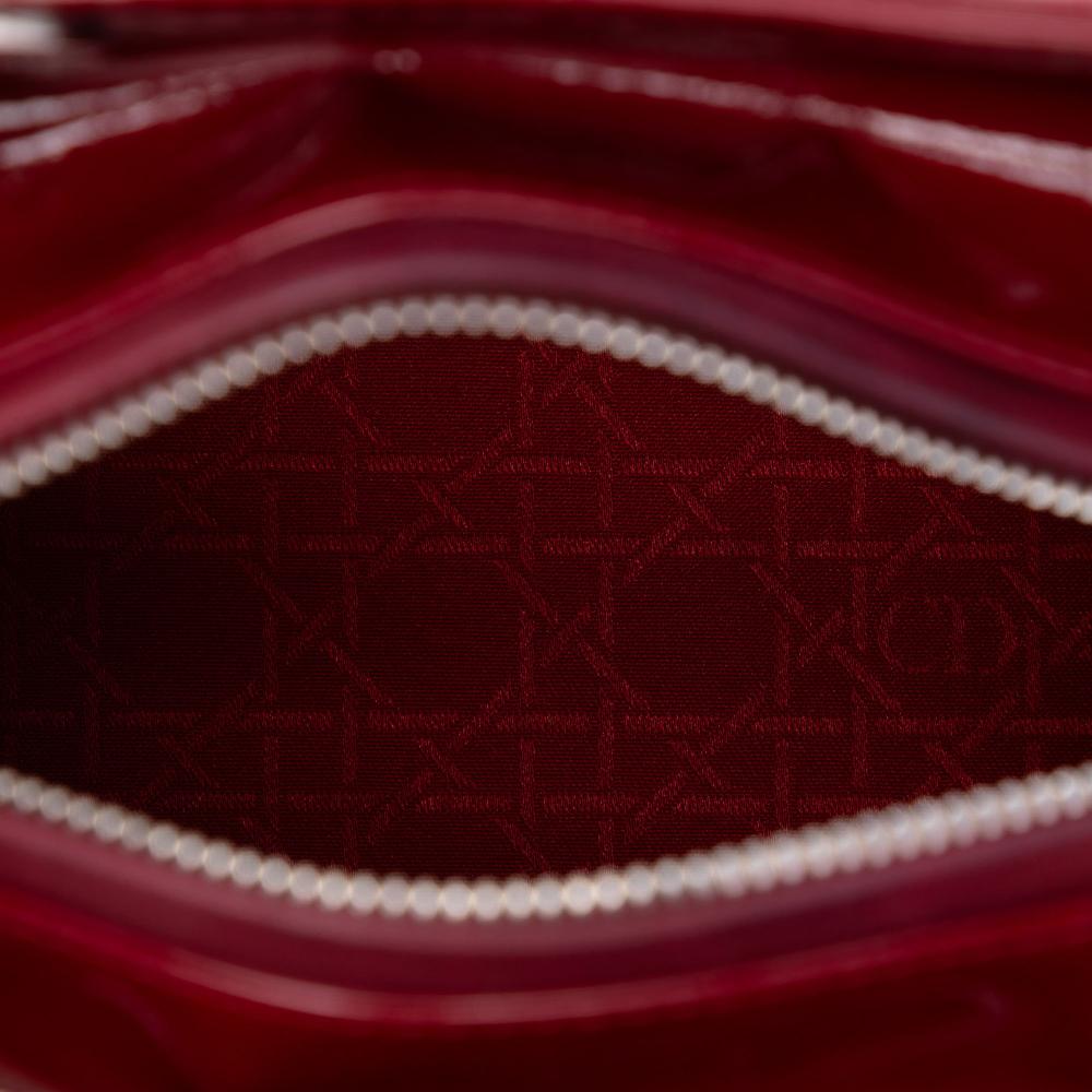 Christian Dior B Dior Red Dark Red Patent Leather Leather Medium Patent Cannage Lady Dior France