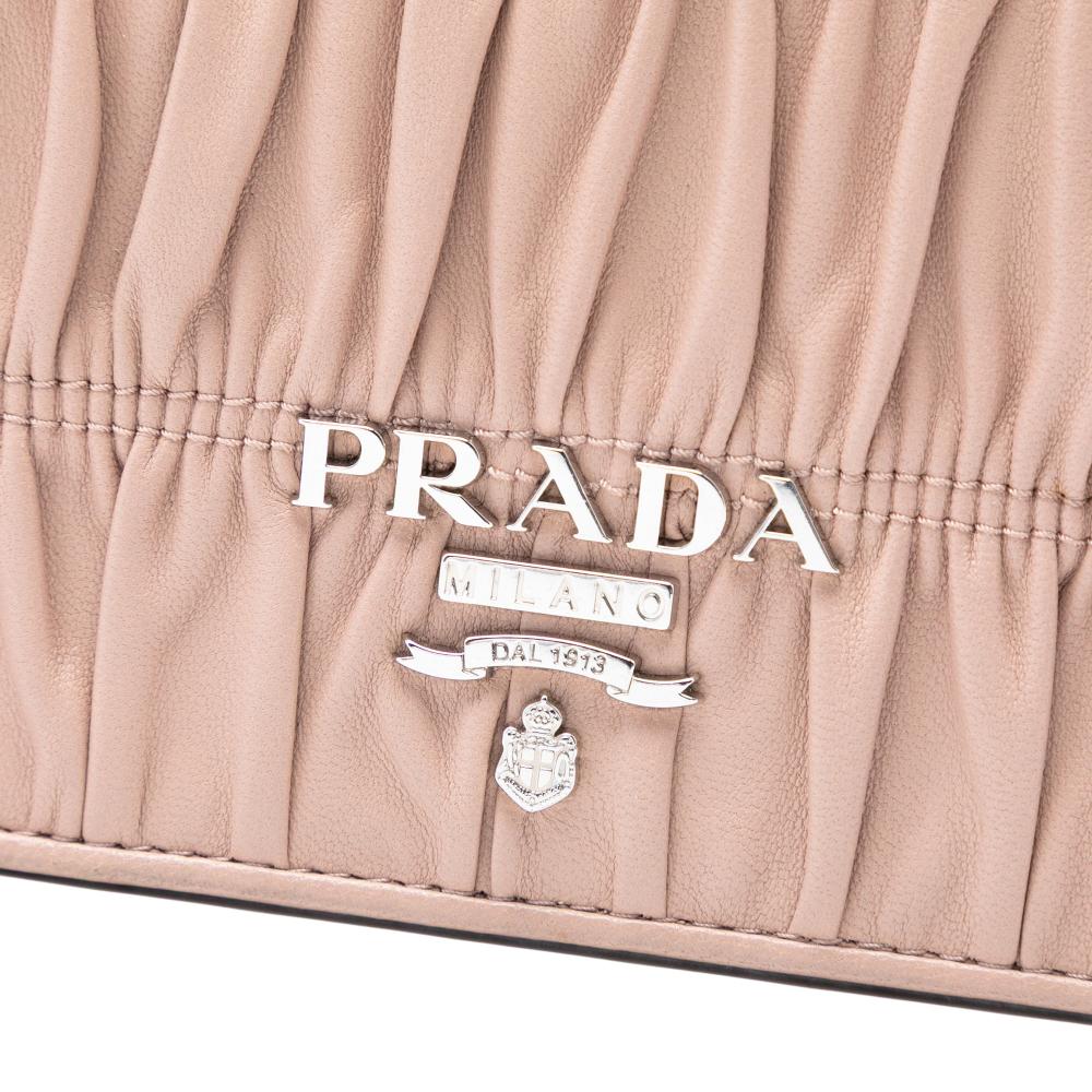 Prada AB Prada Brown Nude Nappa Leather Leather Nappa Gaufre Wallet On Chain Turkey