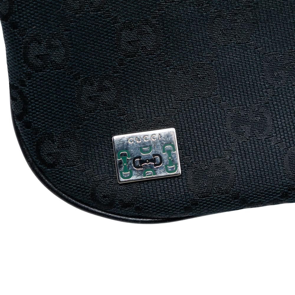 Gucci AB Gucci Black Canvas Fabric Small GG Web Pop Handbag Italy