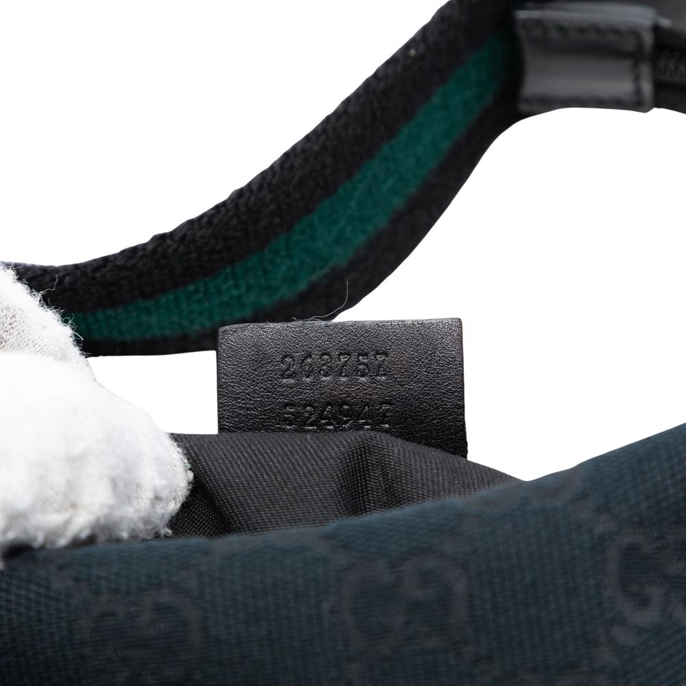 Gucci AB Gucci Black Canvas Fabric Small GG Web Pop Handbag Italy