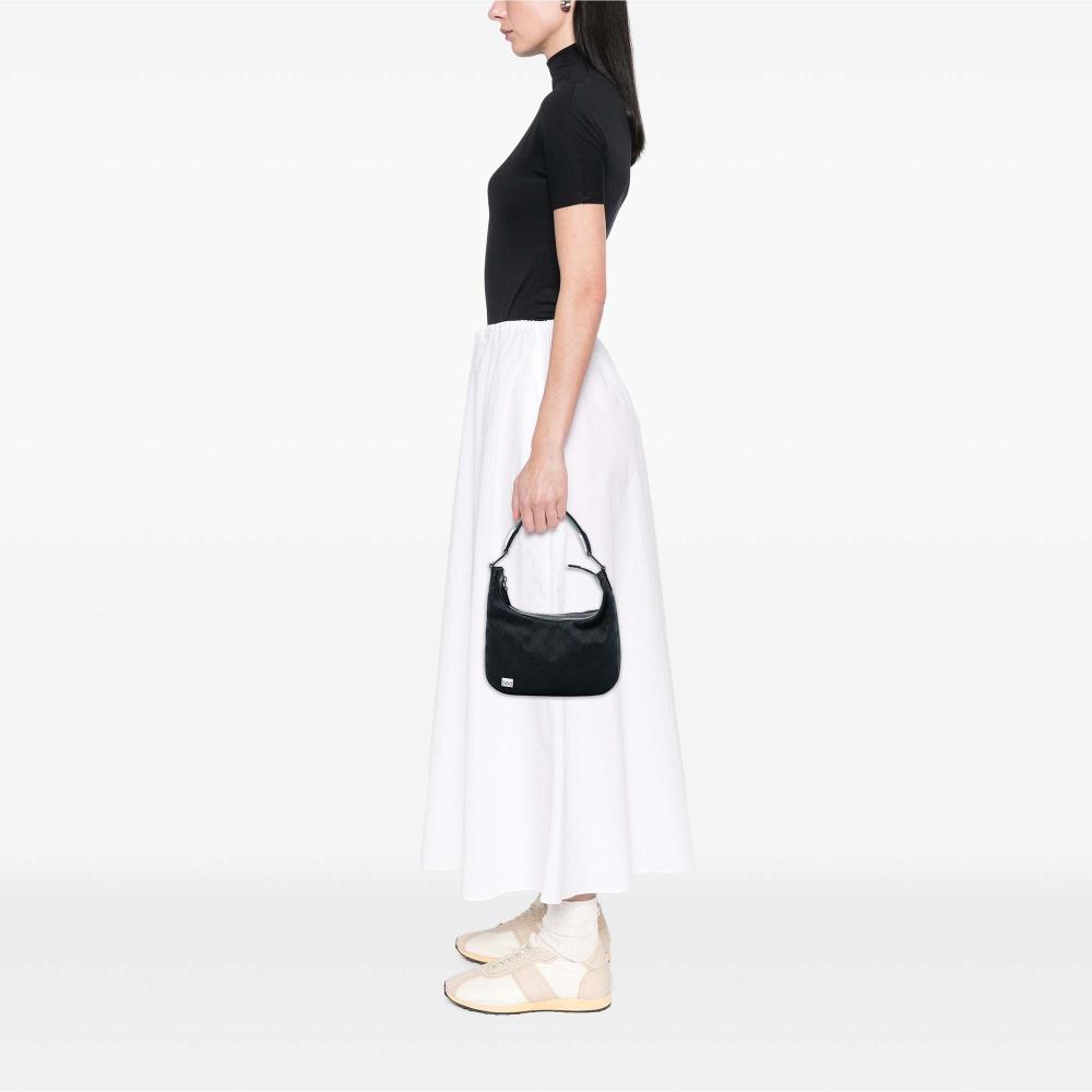 Gucci AB Gucci Black Canvas Fabric Small GG Web Pop Handbag Italy