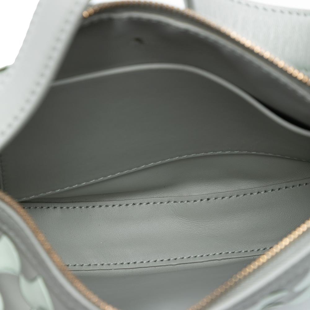 Bottega Veneta AB Bottega Veneta Gray with Blue Light Blue Calf Leather Mini Intrecciato Sunrise Hobo Italy