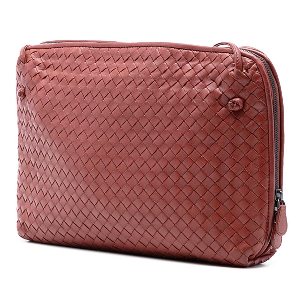 Bottega Veneta B Bottega Veneta Red Indian Red Nappa Leather Leather Large Nappa Intrecciato Nodini Crossbody Italy