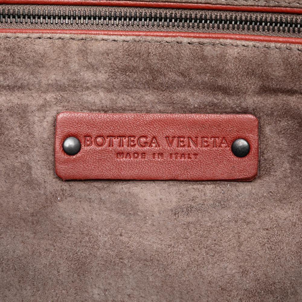 Bottega Veneta B Bottega Veneta Red Indian Red Nappa Leather Leather Large Nappa Intrecciato Nodini Crossbody Italy