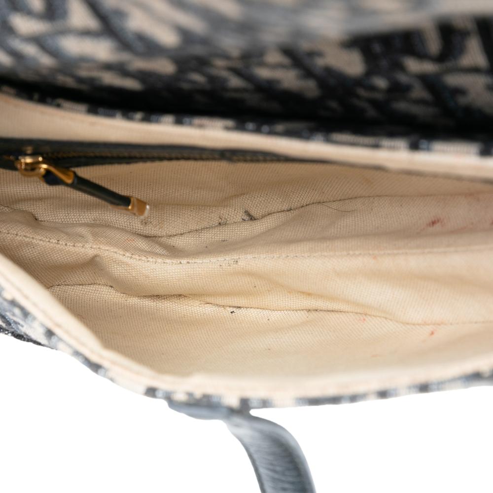 Christian Dior B Dior Blue Canvas Fabric Oblique Saddle Bag Italy