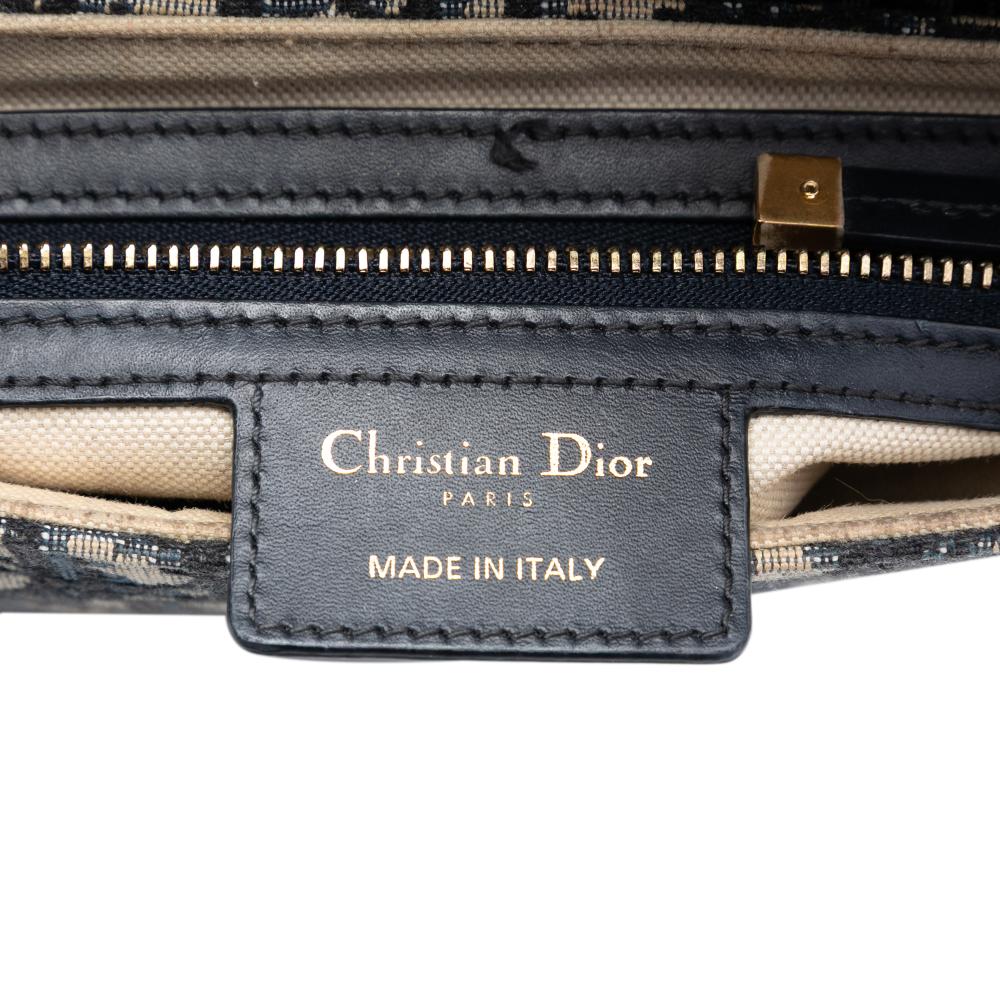 Christian Dior B Dior Blue Canvas Fabric Oblique Saddle Bag Italy