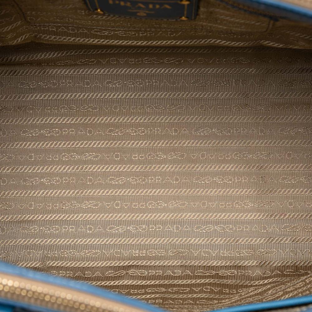 Prada AB Prada Brown Light Brown Canvas Fabric Saffiano Trimmed Canapa Logo Double Zip Satchel Turkey