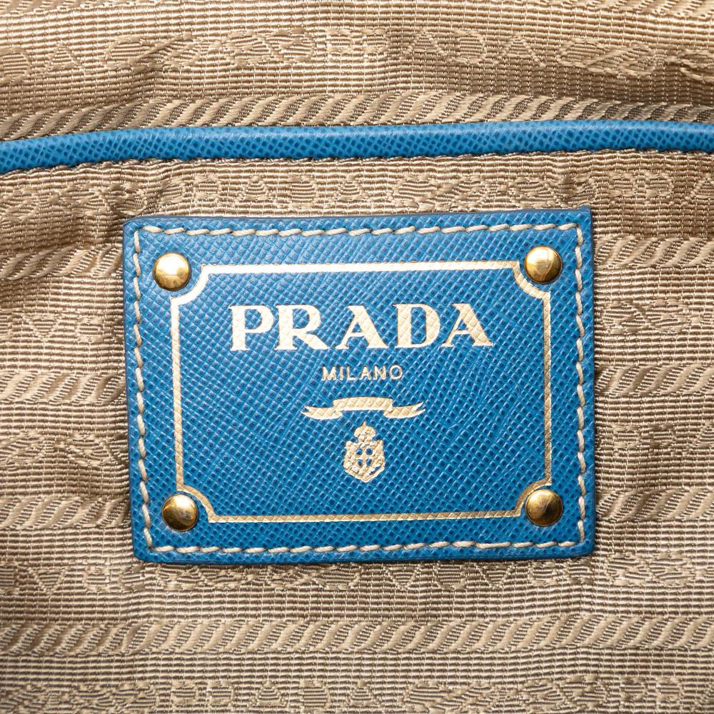Prada AB Prada Brown Light Brown Canvas Fabric Saffiano Trimmed Canapa Logo Double Zip Satchel Turkey