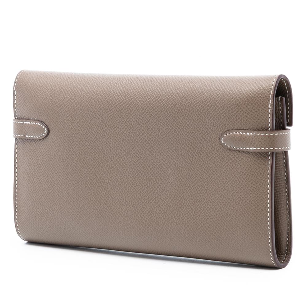 Hermès AB Hermès Brown Taupe Calf Leather Epsom Kelly Longue Wallet France