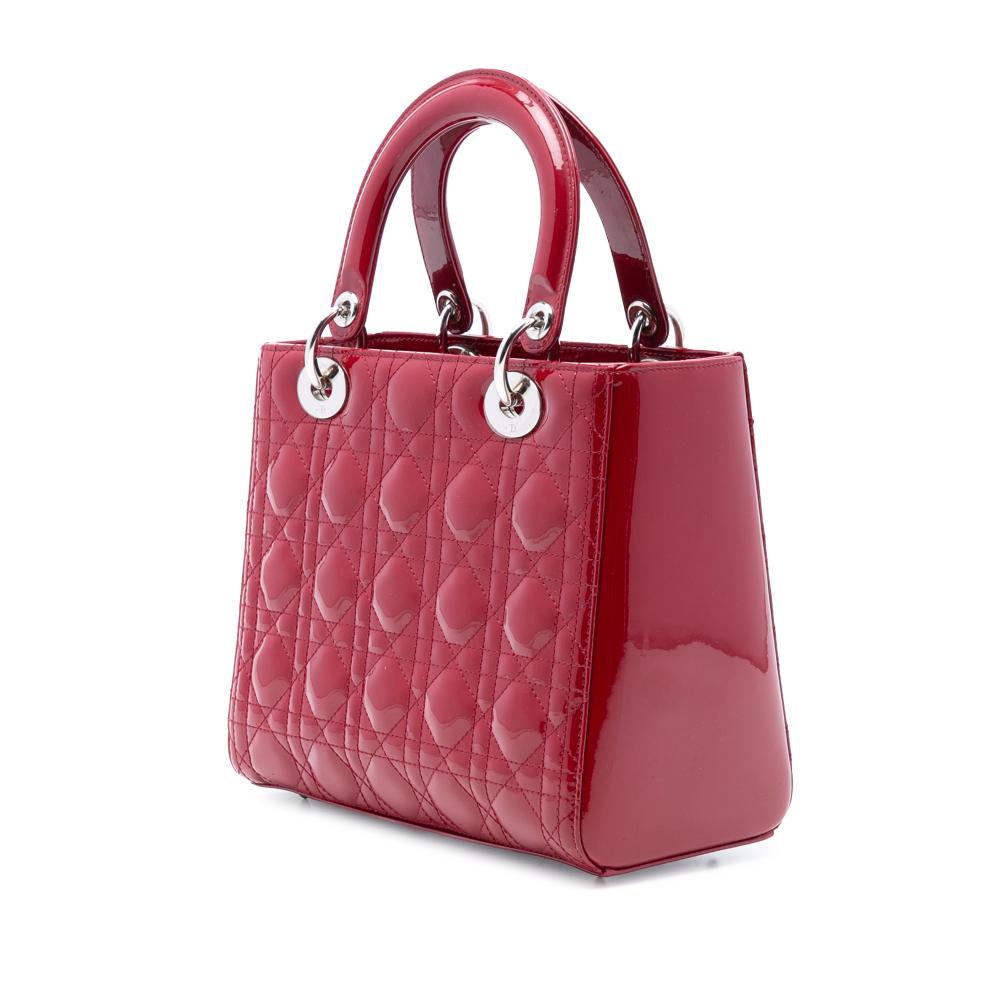 Christian Dior AB Dior Red Dark Red Patent Leather Leather Medium Patent Cannage Lady Dior Italy