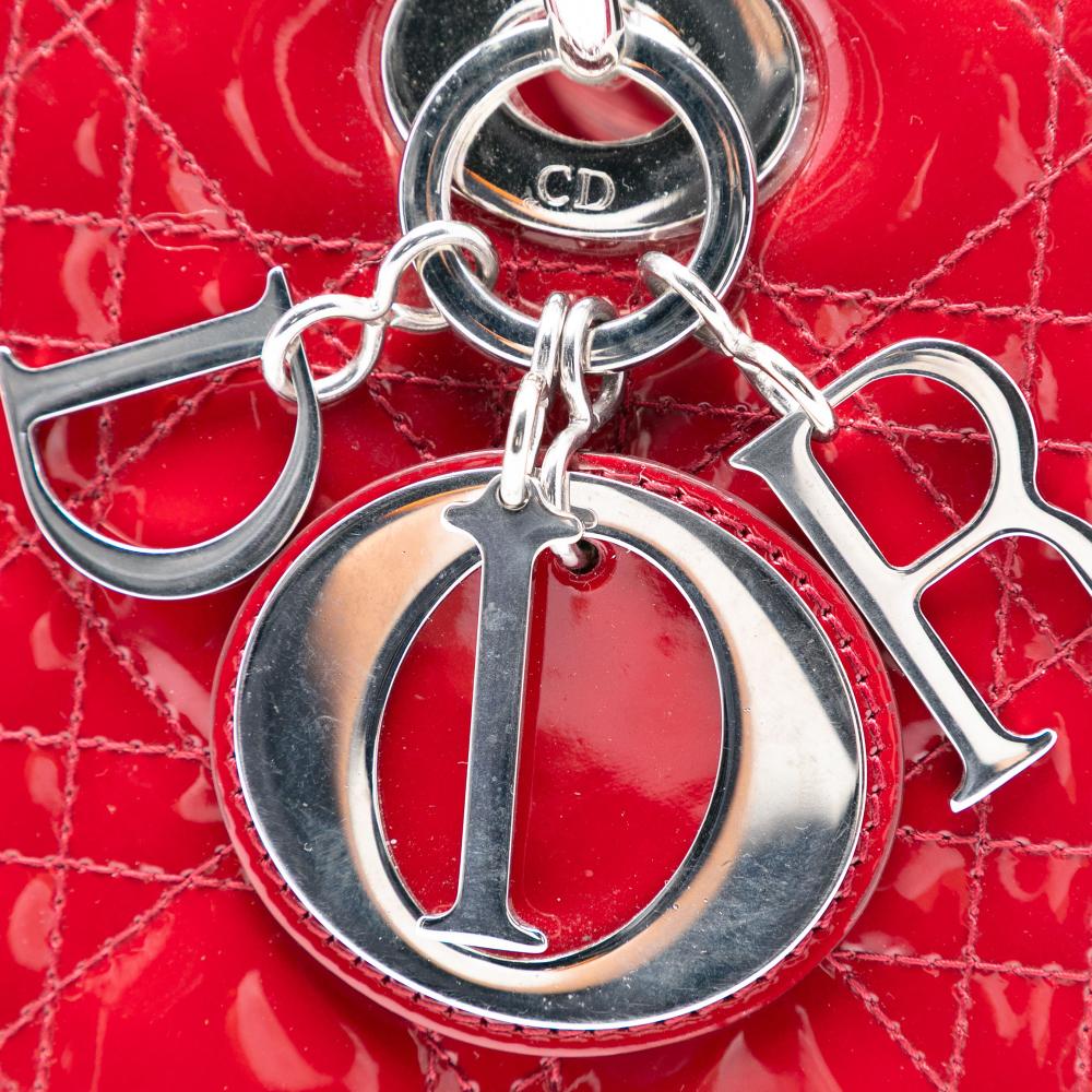 Christian Dior AB Dior Red Dark Red Patent Leather Leather Medium Patent Cannage Lady Dior Italy