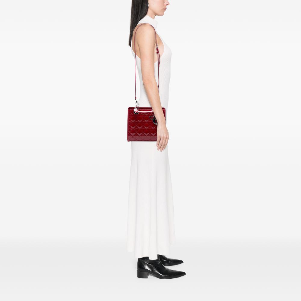 Christian Dior AB Dior Red Dark Red Patent Leather Leather Medium Patent Cannage Lady Dior Italy