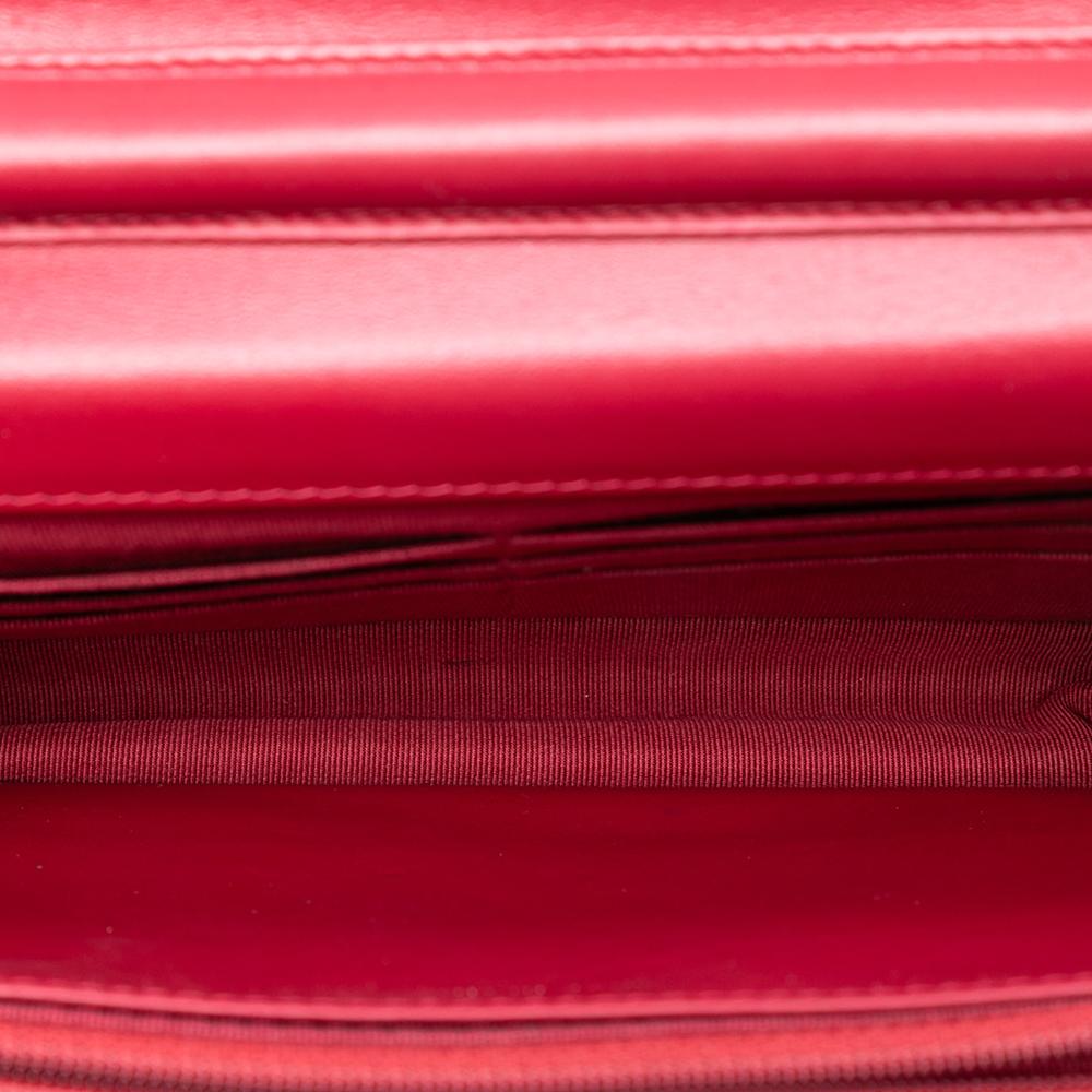 Chanel AB Chanel Red Goatskin Leather Paris Dallas CC Quilted Patent Wallet on Chain Italy