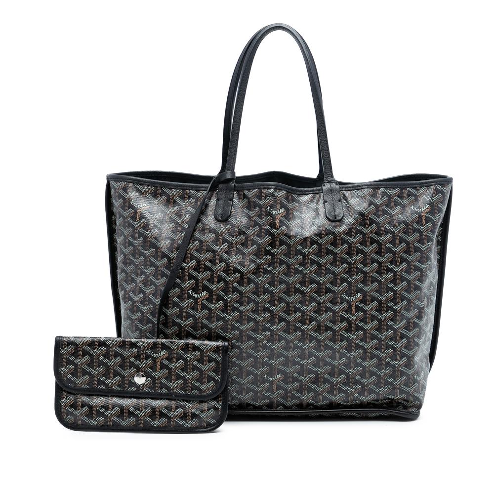 Goyard B Goyard Black Coated Canvas Fabric Goyardine Reversible Anjou PM France
