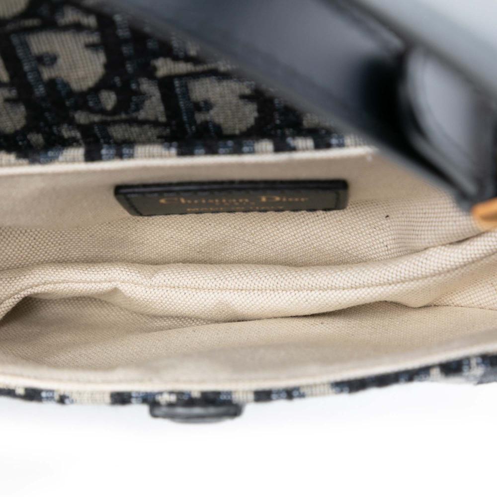 Christian Dior AB Dior Blue Navy Canvas Fabric Mini Oblique Saddle Bag Italy