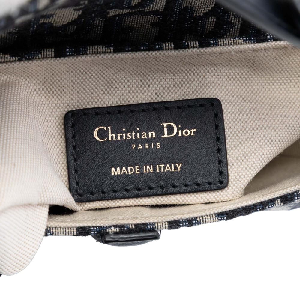 Christian Dior AB Dior Blue Navy Canvas Fabric Mini Oblique Saddle Bag Italy