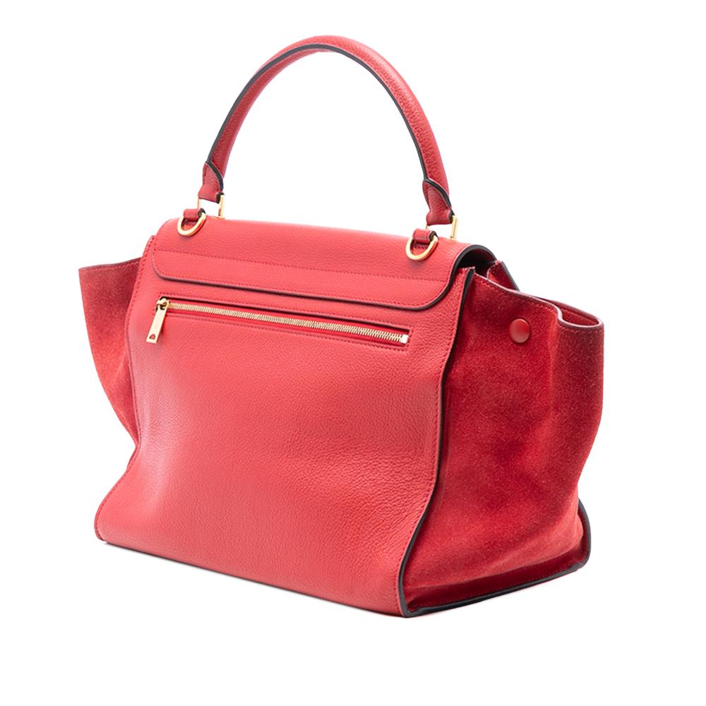 Celine B Celine Red Calf Leather Medium Trapeze Satchel Italy