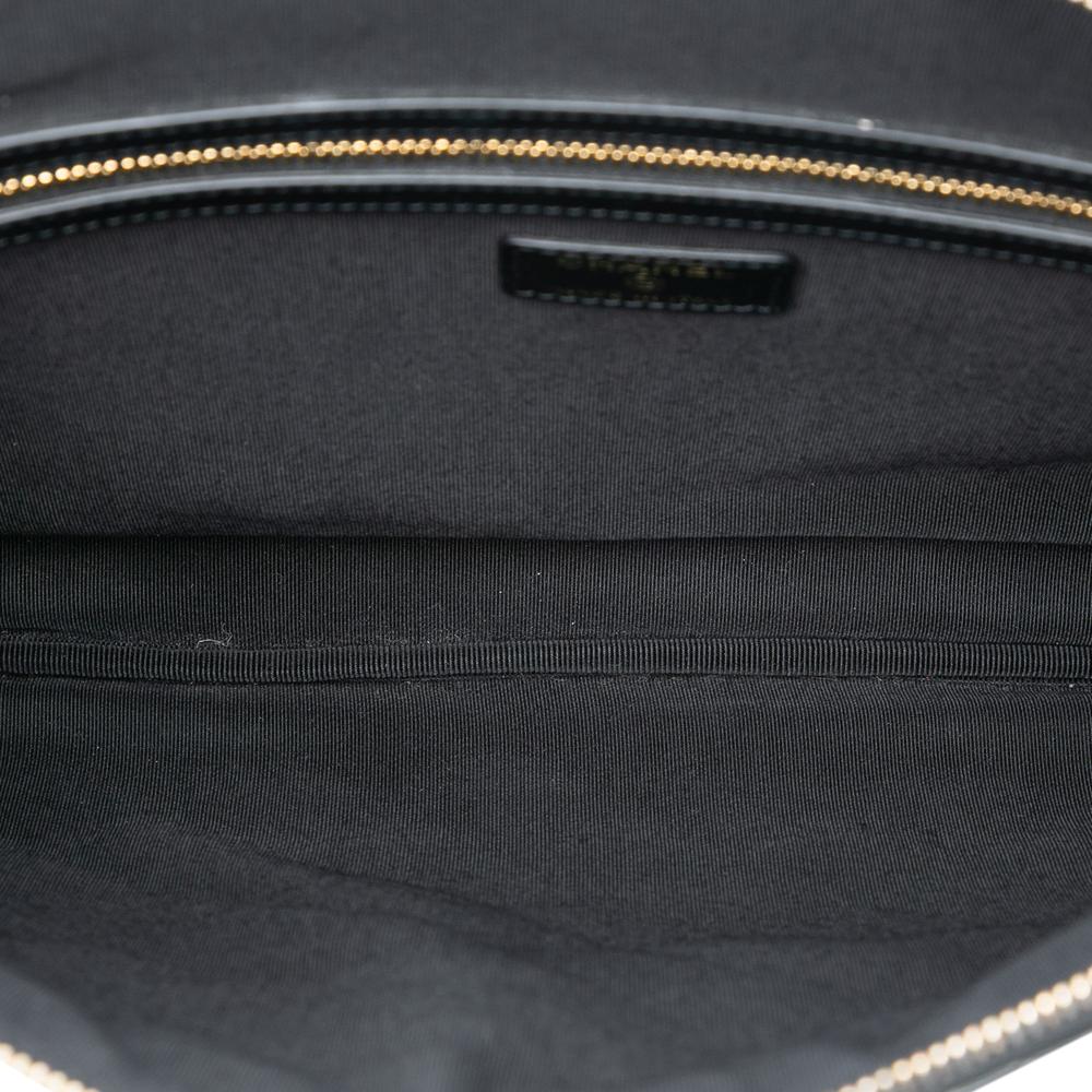 Chanel AB Chanel Black Patent Leather Leather Large Quilted Patent O Case Clutch Italy