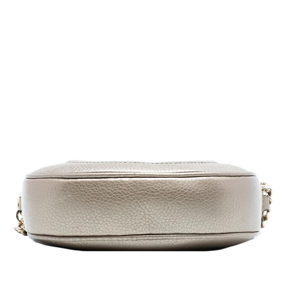 Gucci AB Gucci Gold Calf Leather Mini Metallic Pebbled skin Soho Chain Crossbody Italy