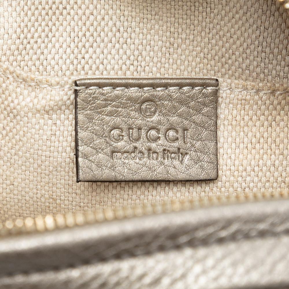 Gucci AB Gucci Gold Calf Leather Mini Metallic Pebbled skin Soho Chain Crossbody Italy