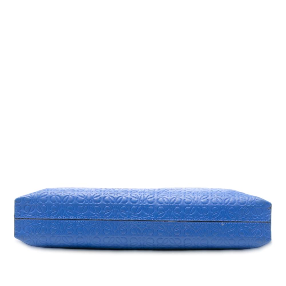 Loewe AB LOEWE Blue Calf Leather Embossed Anagram Repeat T Clutch Spain