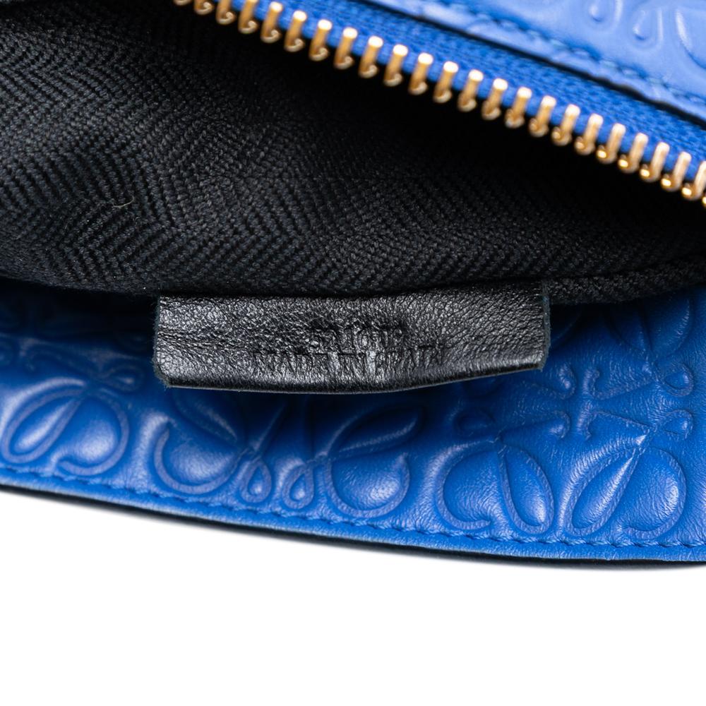Loewe AB LOEWE Blue Calf Leather Embossed Anagram Repeat T Clutch Spain