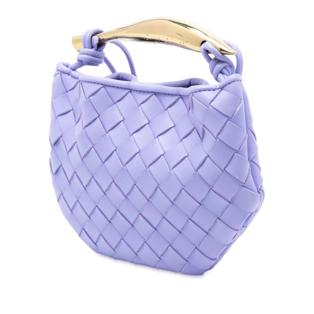 Bottega Veneta AB Bottega Veneta Purple Lambskin Leather Leather Baby Lambskin Intrecciato Sardine Italy