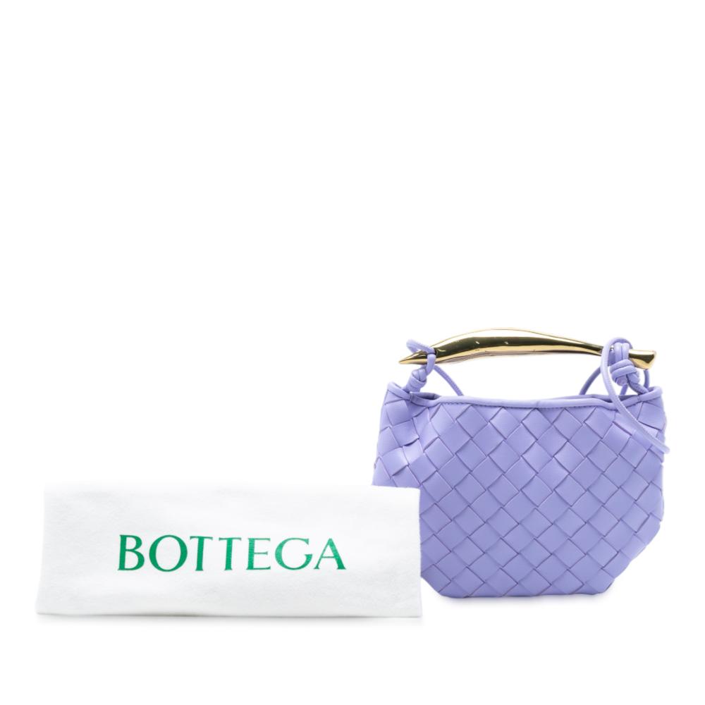 Bottega Veneta AB Bottega Veneta Purple Lambskin Leather Leather Baby Lambskin Intrecciato Sardine Italy