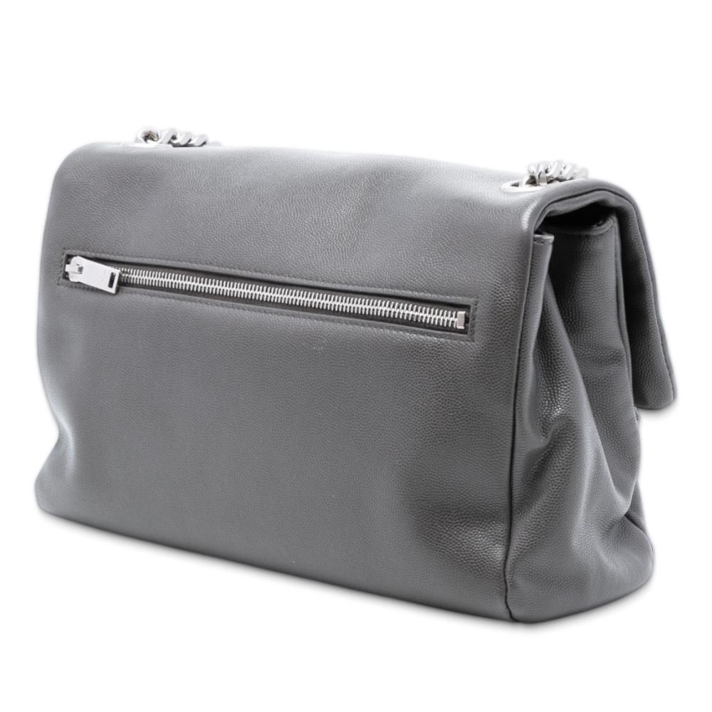 Saint Laurent AB Saint Laurent Gray Calf Leather Medium Grain De Poudre West Hollywood Crossbody Italy