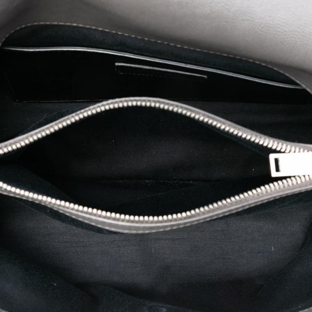 Saint Laurent AB Saint Laurent Gray Calf Leather Medium Grain De Poudre West Hollywood Crossbody Italy