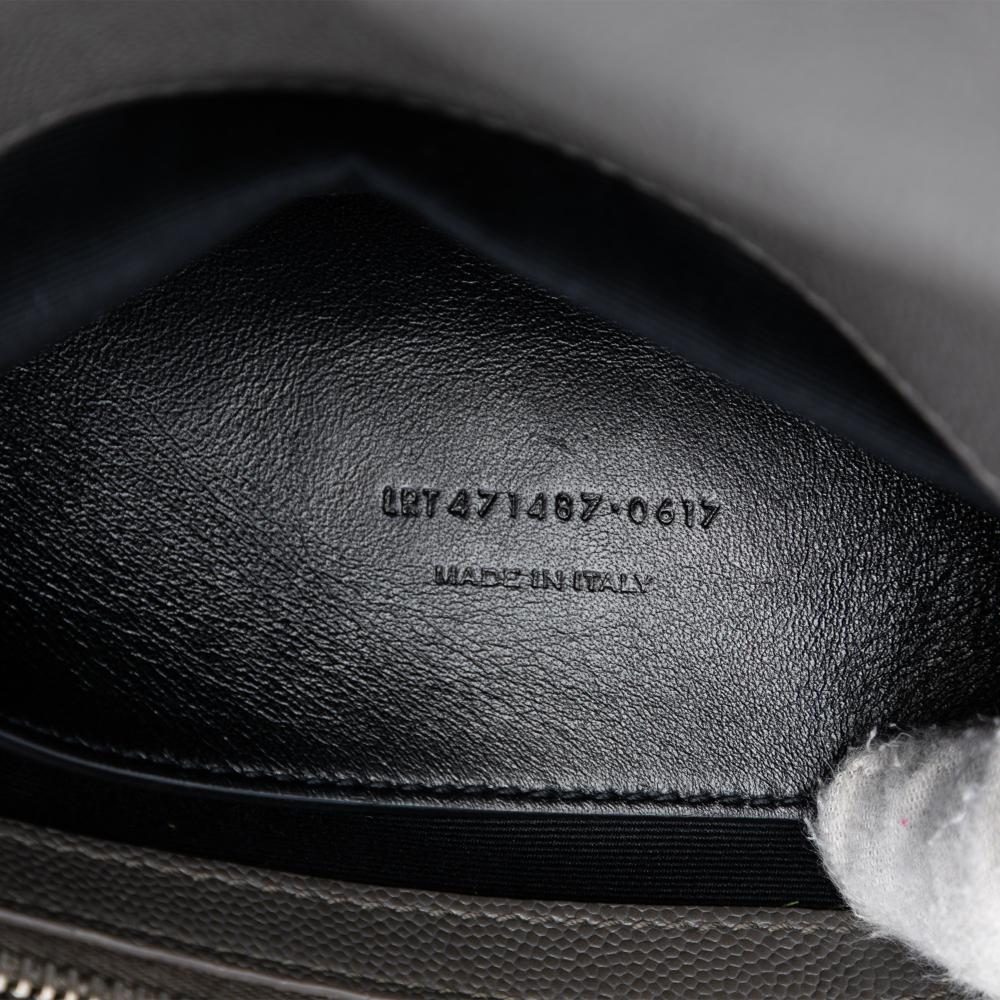 Saint Laurent AB Saint Laurent Gray Calf Leather Medium Grain De Poudre West Hollywood Crossbody Italy