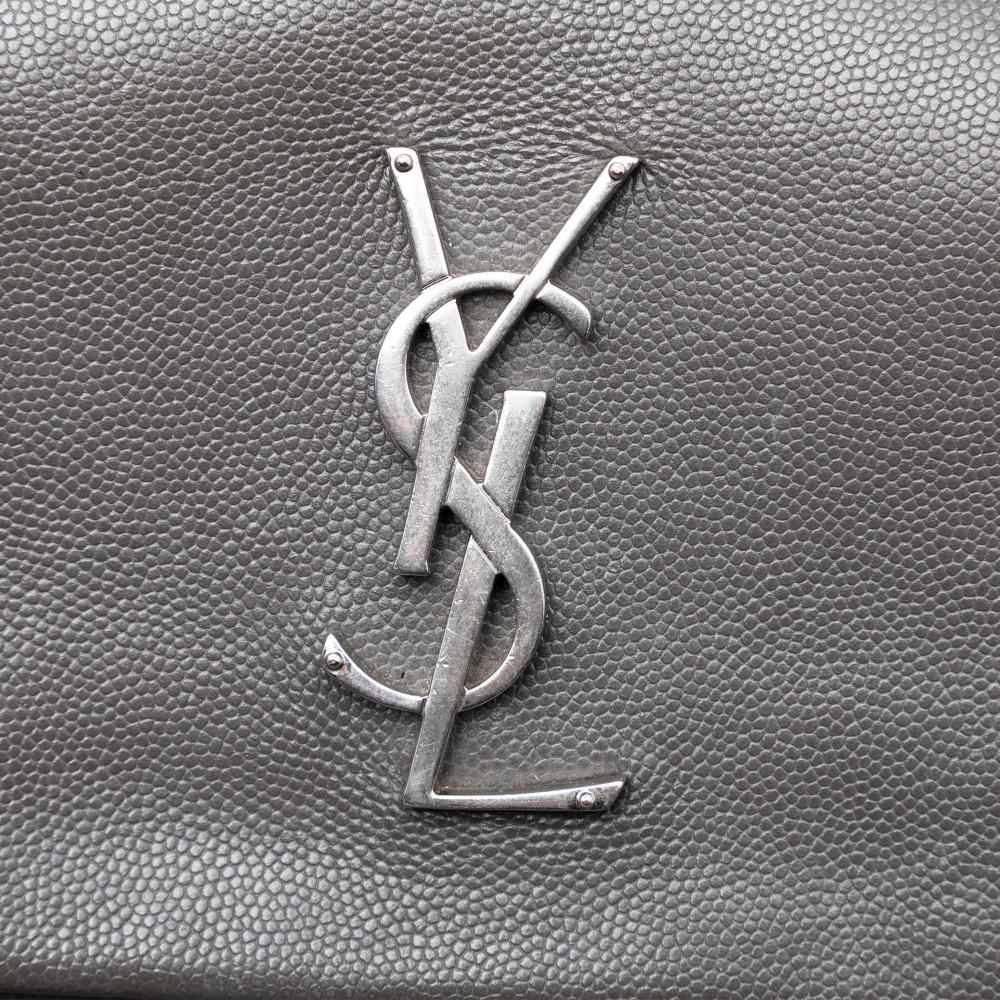 Saint Laurent AB Saint Laurent Gray Calf Leather Medium Grain De Poudre West Hollywood Crossbody Italy