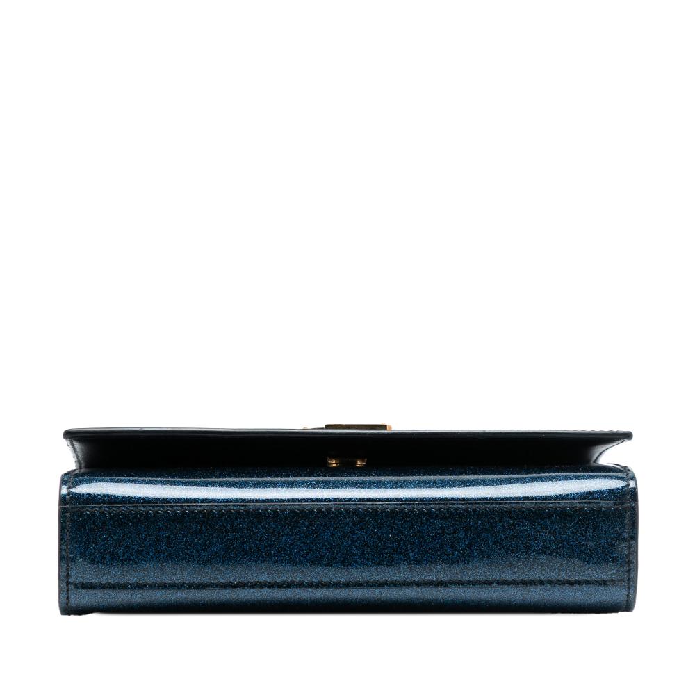 Saint Laurent AB Saint Laurent Blue Patent Leather Leather Small Glitter Patent Kate Crossbody Italy