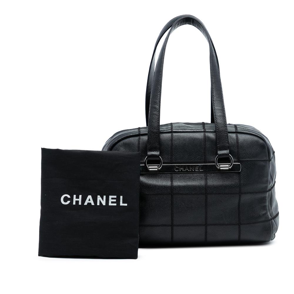 Chanel AB Chanel Black Caviar Leather Leather Choco Bar Caviar LAX Bowler Bag Italy